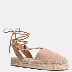 Coach Rita Espadrille Flats | Beachwood Suede Upper with Jute Platform |Size 5
